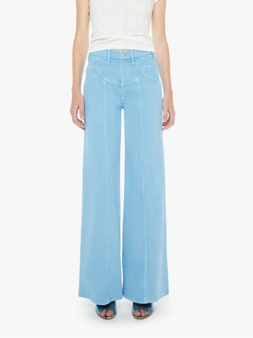 MOTHER Wide Leg Jeans in Light Blue